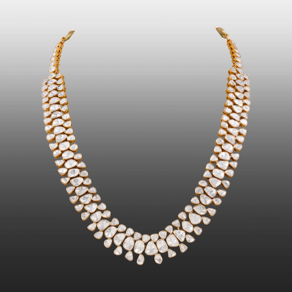 Tri-Graduated Polki Necklace in Open Setting